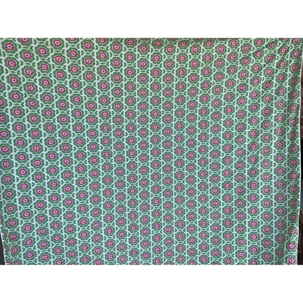 Pottery Barn Kids Duvet Cover Full Queen Green Pink Floral Medallion Cotton Good